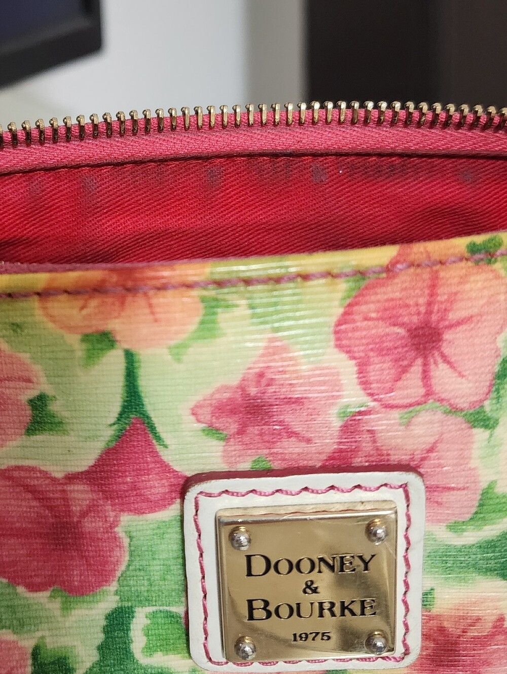 Dooney & Bourke Pink Floral Wristlet with Green Accents - Picture 12 of 12